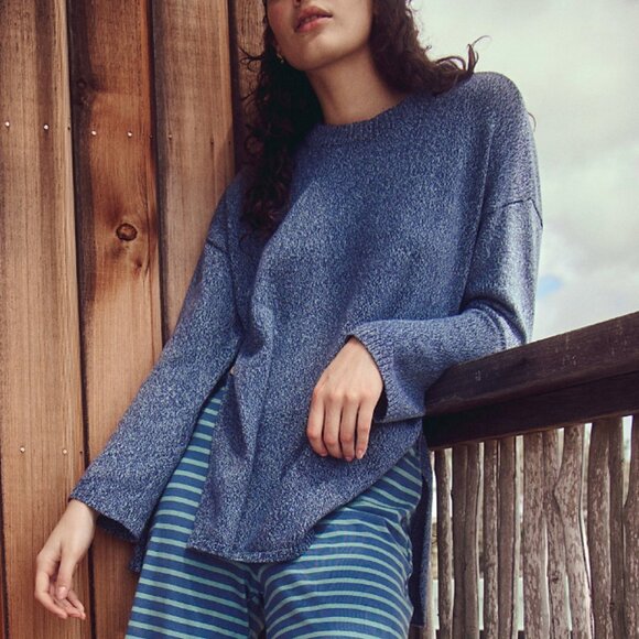 Free People Free-est NWT Cotton Button Up Sweater Blue size S - Picture 1 of 7